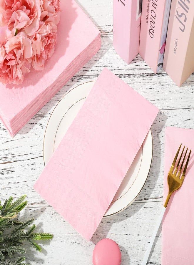 JarThenaAMCS 50 Pcs Light Pink Disposable Guest Napkins - Paper Hand Towel for Bathroom, Wedding, Baby Shower, Dinner, Dessert and Beverage - Image 3